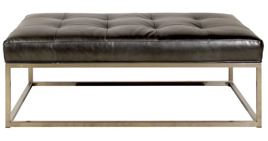 Leather ottoman hot sale metal base